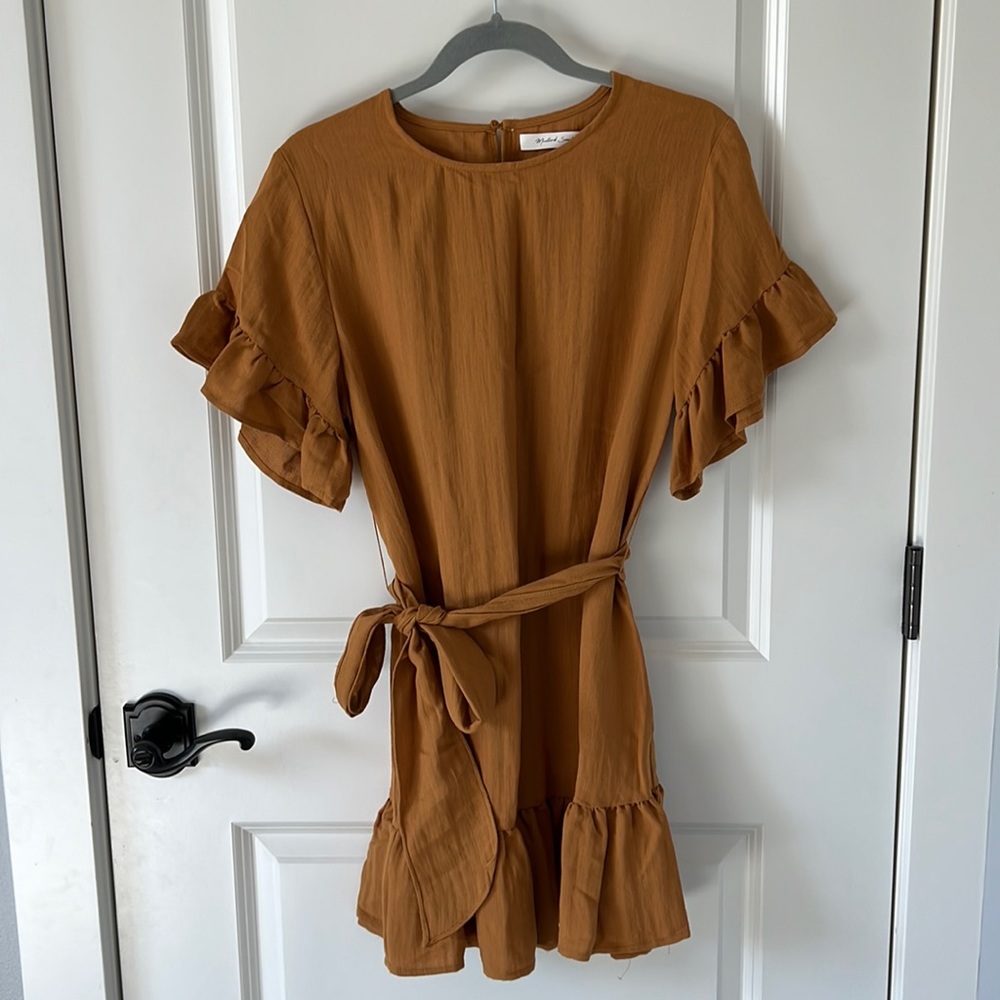 Mustard Seed Belted Dress with Ruffles Size Small